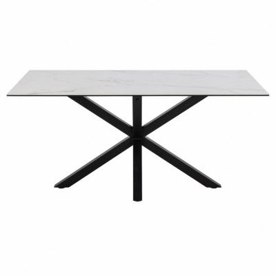 ACT NORDIC Heaven Matbord - Vitt Glas / Keramik och Svart Metall (160 x 90 cm)