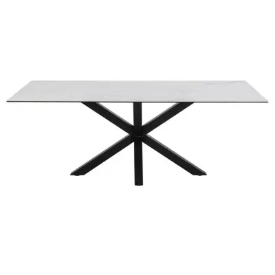 ACT NORDIC Heaven Matbord - Vitt Glas / Keramik och Svart Metall (200 x 100 cm)