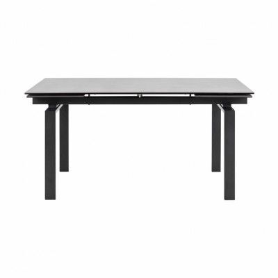 ACT NORDIC Huddersfield Matbord med 2 Förlängningsskivor - Svart Glas och Metall (160 / 240 x 85 cm)