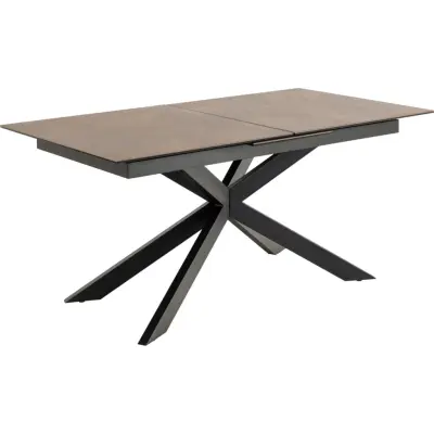 ACT NORDIC Irwine matbord, m. 1 extra platta - rostbrun keramik|glas och svart stål (168/210x90)