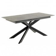 ACT NORDIC Irwine matbord, m. 1 extra platta - svart keramik|glas och svart stål (168/210x90)