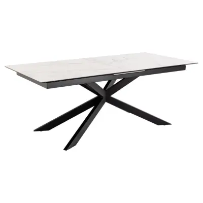 ACT NORDIC Irwine matbord, m. 1 tilläggsplatta - vit Akranes grovkeramik/mattsvart stål (200/240x100)