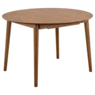 ACT NORDIC Montreux runt matbord, Skiva matt valnöt akryllackfaner, Stomme valnötsbetsad akryllack gummiträ med fjärilsförlängning och extra förvaringsplatta,Ø115/154x75 cm