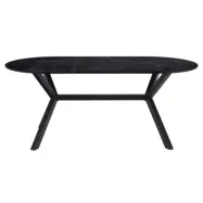 ACT NORDIC Oval Laxey Matbord - Svart Glas / Keramik och Svart Metall