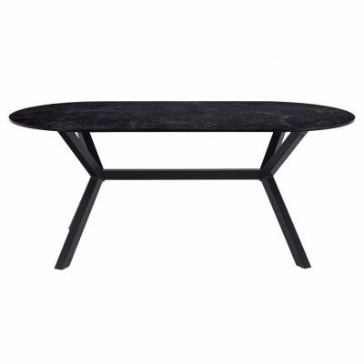 ACT NORDIC Oval Laxey Matbord - Svart Glas / Keramik och Svart Metall