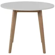 ACT NORDIC Raven Matbord, Runt - Vit MDF och Naturlig Björk (Ø 90 cm)