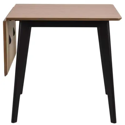 ACT NORDIC Roxby Matbord, med Förlängningsskiva - Naturlig Ekfanér och Svart Gummiträ (80 / 120 x 80 cm)