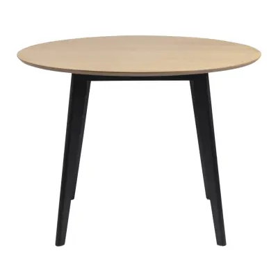 ACT NORDIC Roxby Matbord - Naturlig / Svart Ekfanér / Gummiträ, Runt (Ø 105 cm)