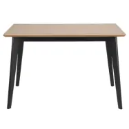 ACT NORDIC Roxby Rektangulärt Matbord - Naturlig Ekfanér och Svart Gummiträ (120 x 80 cm)
