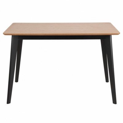 ACT NORDIC Roxby Rektangulärt Matbord - Naturlig Ekfanér och Svart Gummiträ (120 x 80 cm)