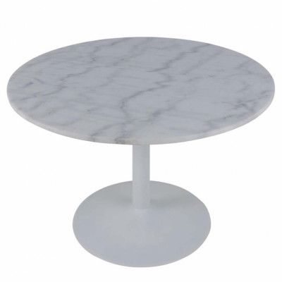 ACT NORDIC Tarifa Matbord, Runt - Vit Guangxi Marmor och Vit Metall (Ø 110 cm)
