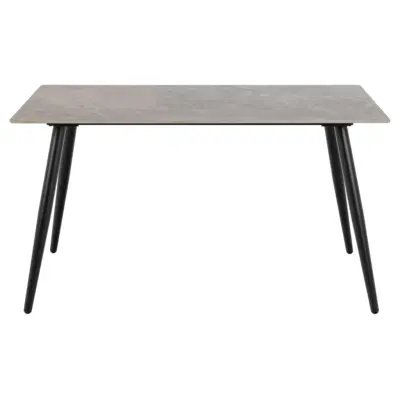ACT NORDIC Wicklow matbord, rektangulärt - grå Batis polerad keramik och svart stål (140x80)