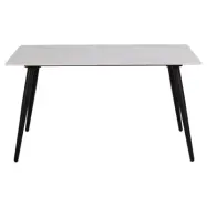 ACT NORDIC Wicklow matbord, rektangulärt - vit Unico keramik och svart metall (140x80)