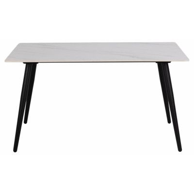 ACT NORDIC Wicklow matbord, rektangulärt - vit Unico keramik och svart metall (140x80)