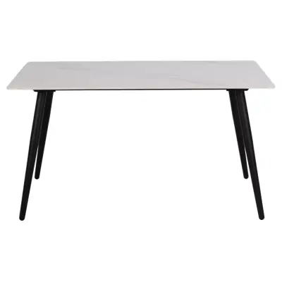 ACT NORDIC Wicklow matbord, rektangulärt - vit Unico keramik och svart metall (140x80)