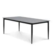 Arctic Classic matbord, rektangulärt - grå keramik och svart metall (100x220)