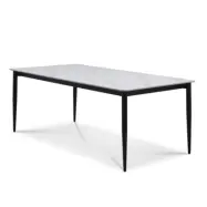Arctic Classic matbord, rektangulärt - vit keramik och svart metall (100x220)