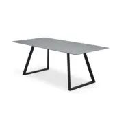 Arktiskt matbord, rektangulärt - grå keramik och svart metall (100x200)