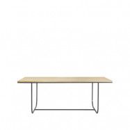 Asplund Tati matbord vitbetsad ek (p2), 200, stativ storm grey, överhäng