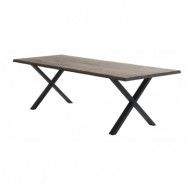 Atlantic matbord med vågig kant 40 mm, med utdrag - rökt ek och svart metall (95x260)