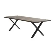 Atlantic matbord med vågig kant 40 mm, med utdrag - rökt ek och svart metall (95x260)