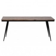BEPUREHOME Rhombic matbord, rektangulärt - naturligåtervunnen teak och svart järn (180x90)