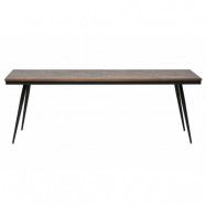 BEPUREHOME Rhombic matbord, rektangulärt - naturligåtervunnen teak och svart järn (220x90)
