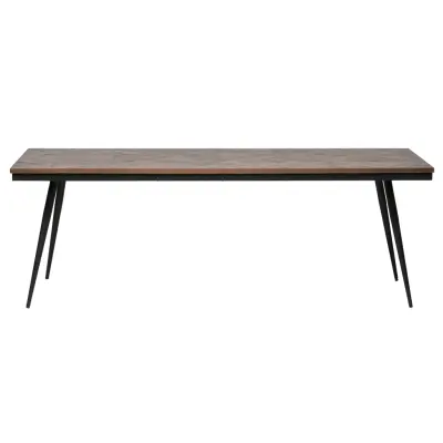 WOOOD Rhombic matbord, rektangulärt - naturligåtervunnen teak och svart järn (220x90)