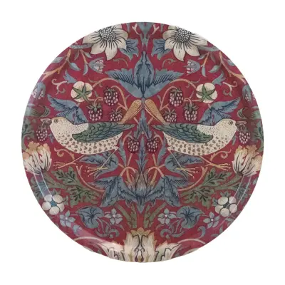 BERGO Home Bricka, Strawberry Thief Crimson/Slate Ø45cm