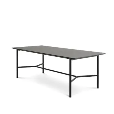 Bering matbord, rektangulärt - antracitgrå HPL och svart metall (100x220)