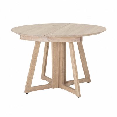 BLOOMINGVILLE Runt Owen Matbord med Utdragsfunktion - Naturlig Vittvättad Ek (Ø 118 / 168 / 218 cm)