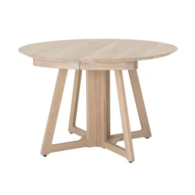 BLOOMINGVILLE Runt Owen Matbord med Utdragsfunktion - Naturlig Vittvättad Ek (Ø 118 / 168 / 218 cm)