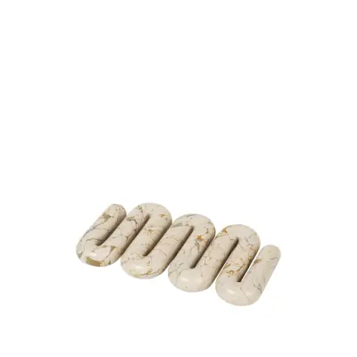 BROSTE COPENHAGEN Orla glasunderlägg - vit och gulbrun olivgul marmorkomposit