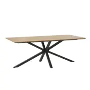 Cesura matbord, rektangulärt - naturlig ekmelamin och svart stjärnmetall (100x200)