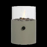 COSI FIRES Cosiscoop XL gaslykta, med glas och småsten - olivgrön metall (H:30,5)