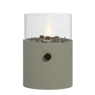 COSI FIRES Cosiscoop XL gaslykta, med glas och småsten - olivgrön metall (H:30,5)