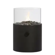 COSI FIRES Cosiscoop XL gaslykta, med glas och småsten - svart metall (H:30,5)