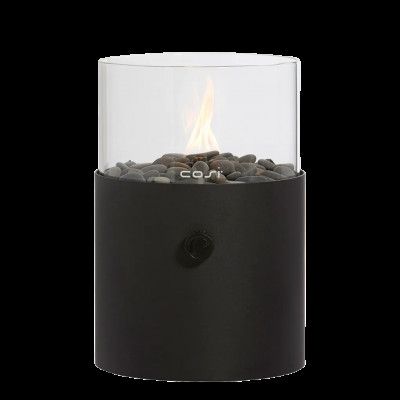COSI FIRES Cosiscoop XL gaslykta, med glas och småsten - svart metall (H:30,5)