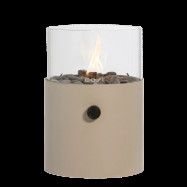 COSI FIRES Cosiscoop XL gaslykta, med glas och småsten - taupe metall (H:30,5)