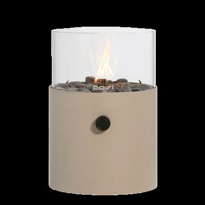 COSI FIRES Cosiscoop XL gaslykta, med glas och småsten - taupe metall (H:30,5)