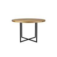 DUTCHBONE Klass matbord, fiskben, runt - naturlig ek och svart stål (Ø120)