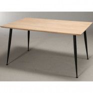 FURBO rektangulärt matbord - massiv behandlad ek och svart metall
