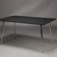 FURBO rektangul&auml;rt matbord - svart h&ouml;gtryckslaminat och nickel