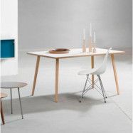 FURBO rektangulärt matbord - vit laminat och naturlig ek