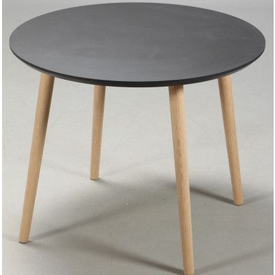 FURBO runt matbord - svart linoleum och naturlig ek