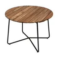 Grythyttan Stålmöbler 9A matbord Obehandlad teak-svart, Ø100 cm
