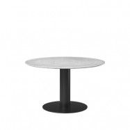 GUBI Gubi 2.0 matbord marble white, ø110, svart stativ