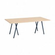HAY Loop Stand incl. support matbord 92,5x200 cm Deep blue-clear lacq. oak