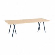 HAY Loop Stand incl. support matbord 92,5x250 cm Deep blue-clear lacq. oak