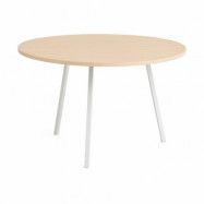 HAY Loop Stand matbord Ø120 cm White-clear lacq. oak
